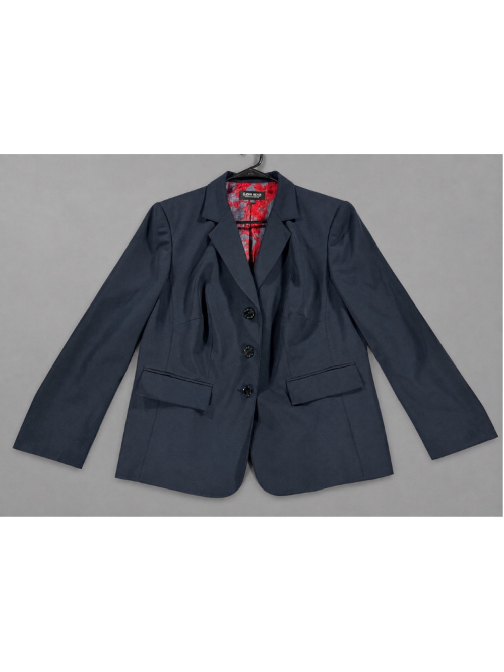 John Meyer Collection Navy Blazer Red Lining 14W Poly Spandex Career Jacket